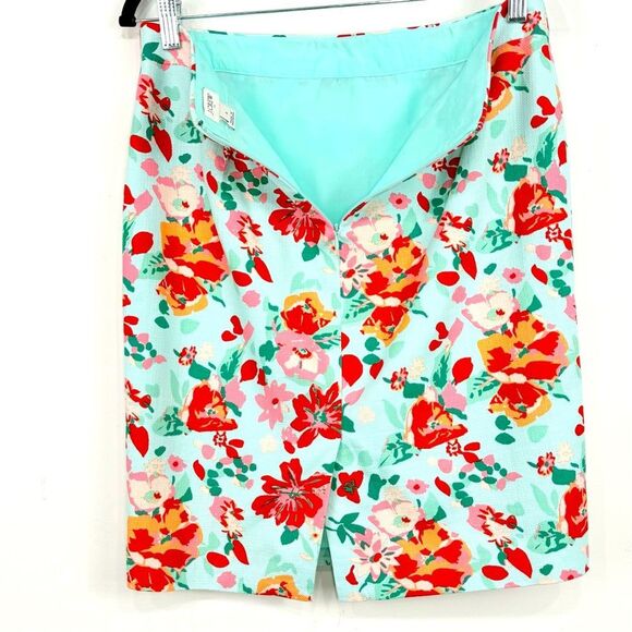 J. Crew Factory Mint 100% Cotton Vibrant Red Floral Pencil Skirt - Picture 9 of 15